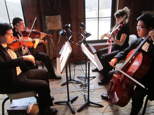 Members of the Knoxville Symphony Youth Orchestra perform during a reception at Blackberry Farm: Kai Smith, Gaibo Zhang, Holly Aslinger and Daniel Hong.