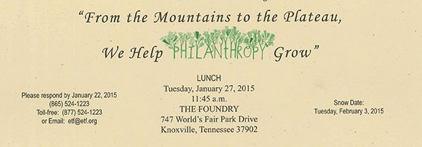 The invitation from the East Tennessee Foundation included a snow date.